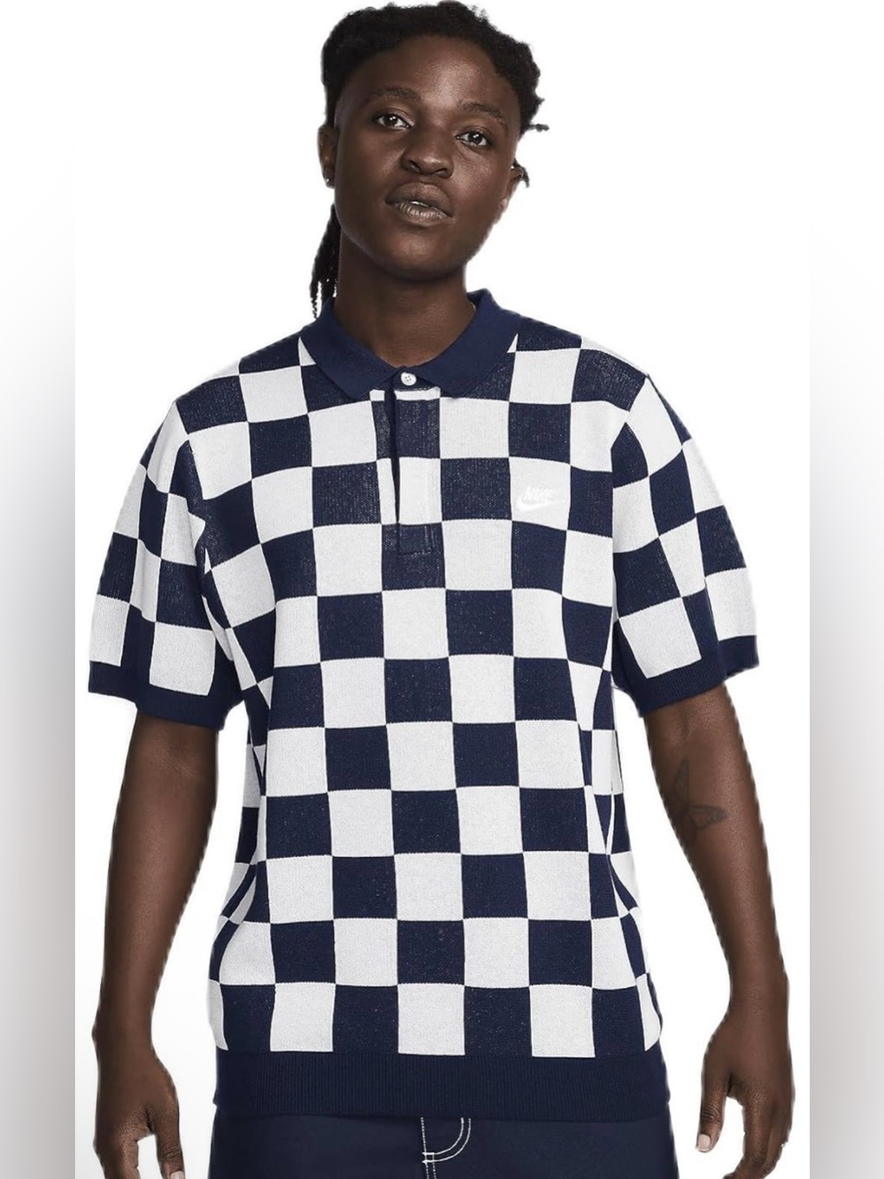 Nike Checkers Polo in Midnight Navy & Sail Size Small